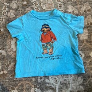 Ralph Lauren Polo Bear Graphic Tee Baby 6M Blue Short Sleeve